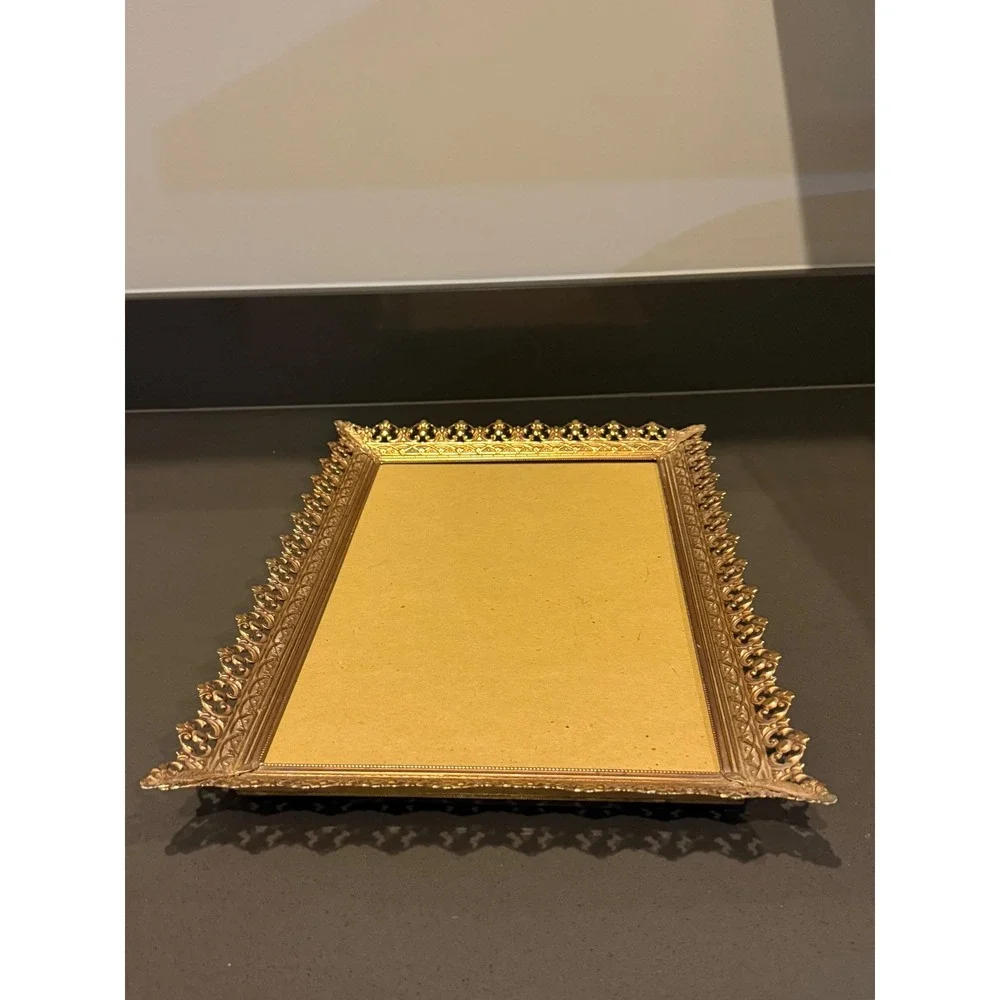 Vintage Ornate Gold Metal Filigree Picture Frame Hollywood Regency Victorian